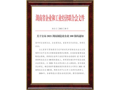 湖南制造业企业100强